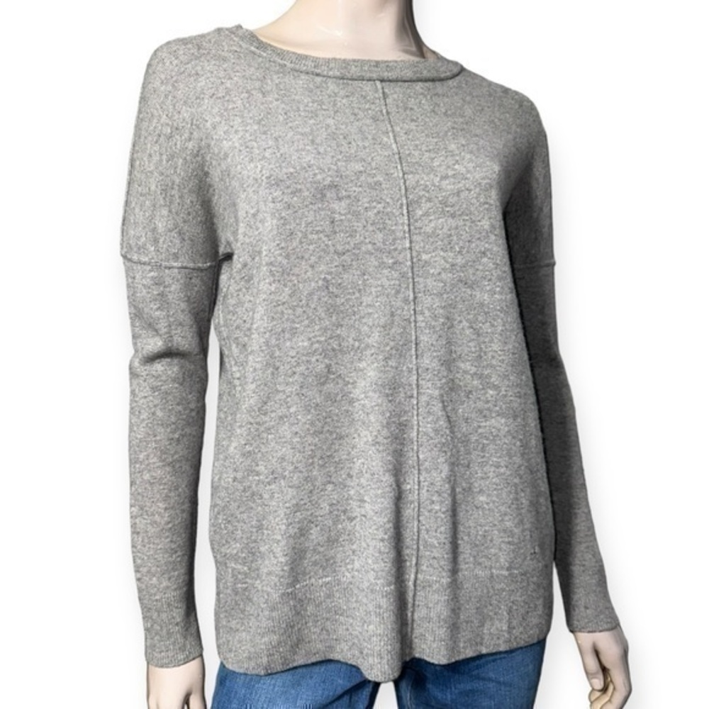 Mantovani Studio Size S Heather Grey Italian Cashmere Knit Drop Shoulder Sweater